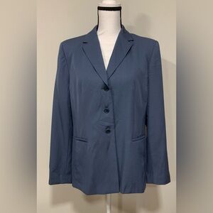 Talbots Blazer Single Breasted Single Button Notch Lapel Wool Size 12 Blue Lined